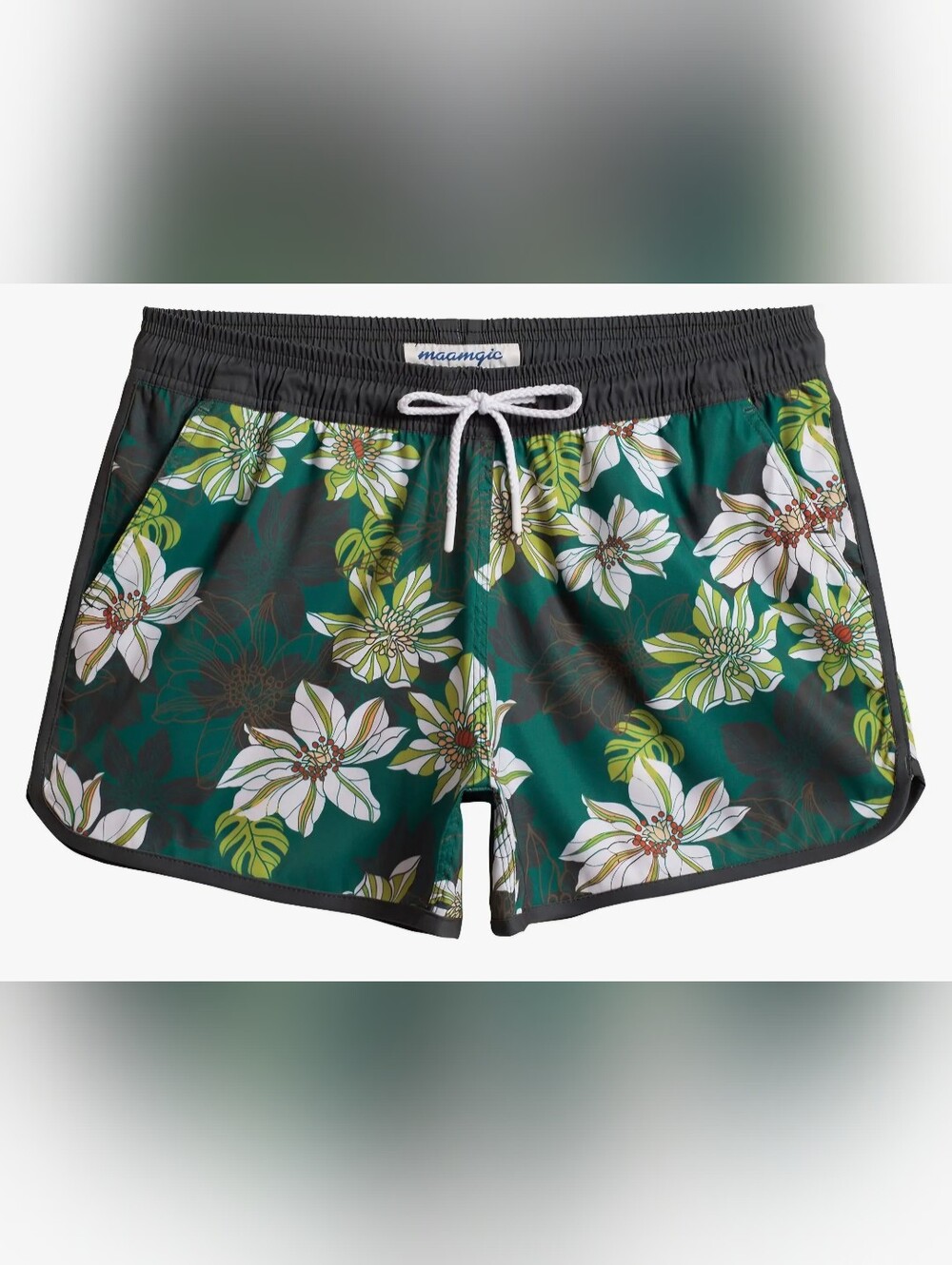 MaaMgic Women's 3.5" Quick Dry Swim Shorts featuring a vintage floral Leaf Sz Lg